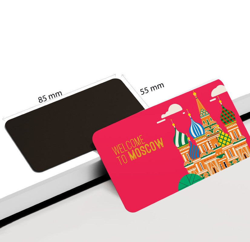 dhcrafts Rectangular Rubber Fridge Magnet / Magnetic Card Multicolor Moscow Design Pack of 1 (8.6cm x 5.4cm)